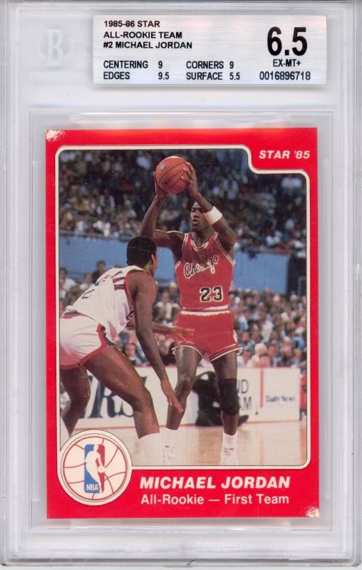 1985-86 Star All-Rookie Team #2 Michael Jordan Rookie RC GRADED BGS 6.5 BULLS